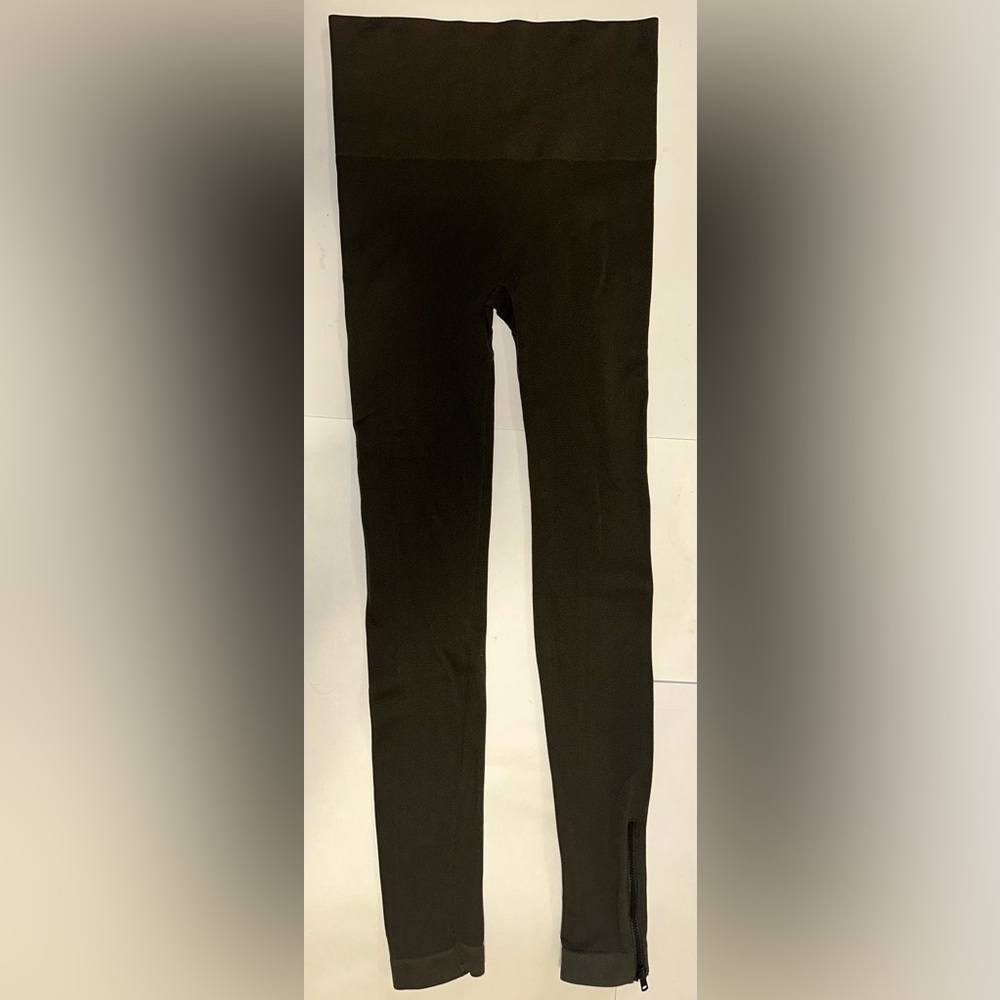 Spanx Seamless Side Ankle Zip Leggings Dark Army Green Women's Size Medium - Picture 2 of 5